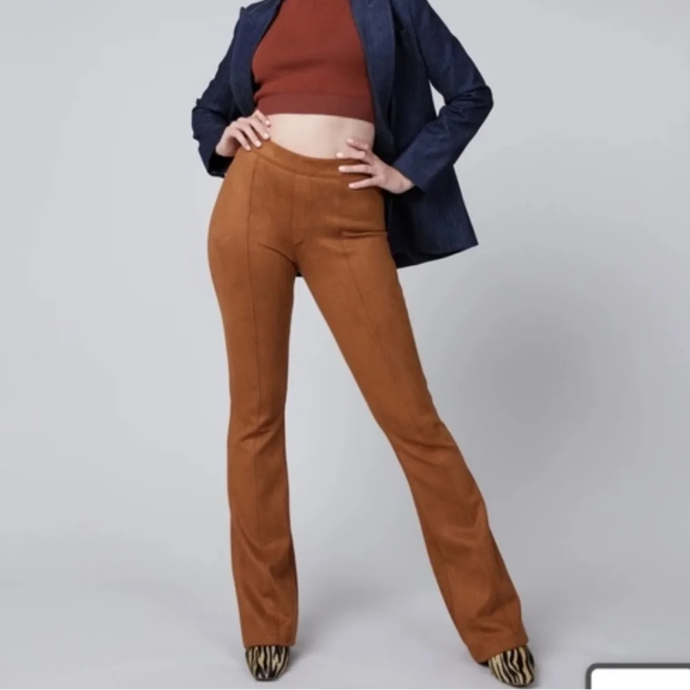 Spanx Brown Faux Suede Flare Pants Size Large